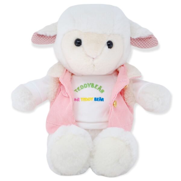 borrego de peluche con chaleco rosa 3