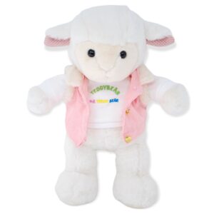 borrego de peluche con chaleco rosa