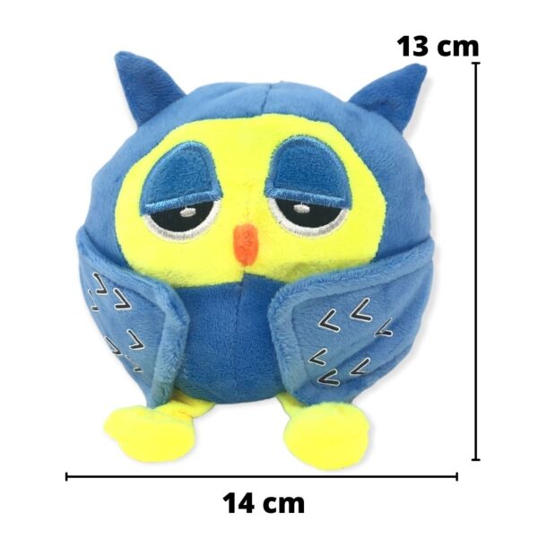 buho de peluche azul con amarillo 2