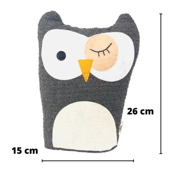 buho de peluche gris 26 cm altura 2