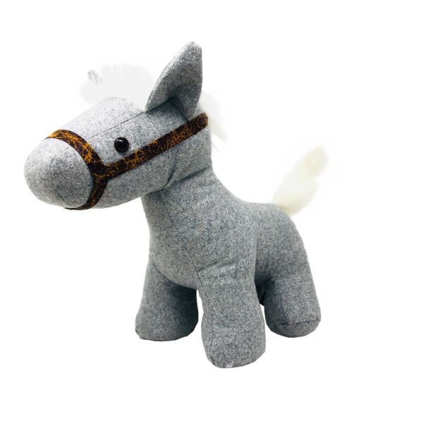 caballo de peluche gris