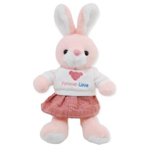 coneja de peluche rosa playera blanca