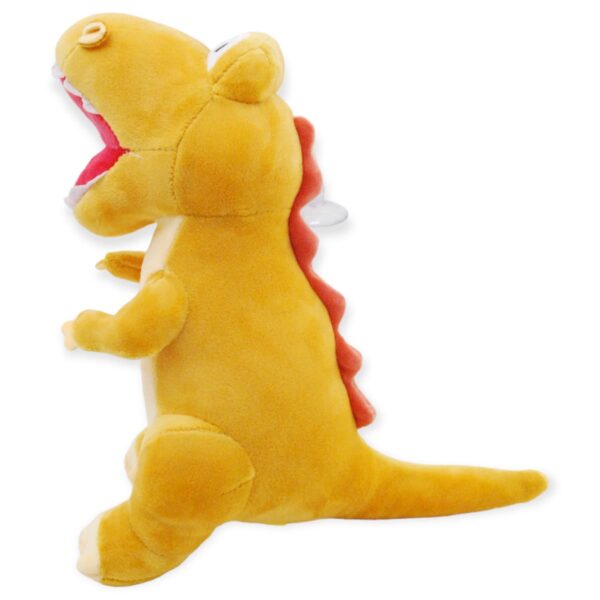 Dinosaurio de peluche amarillo de lado