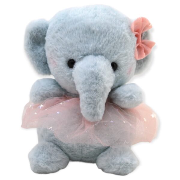 elefante de peluche con vestido rosa