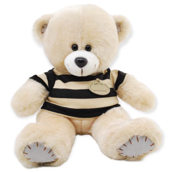 oso de peluche beige playera negra