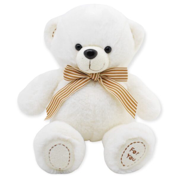 oso de peluche blanco moño beige