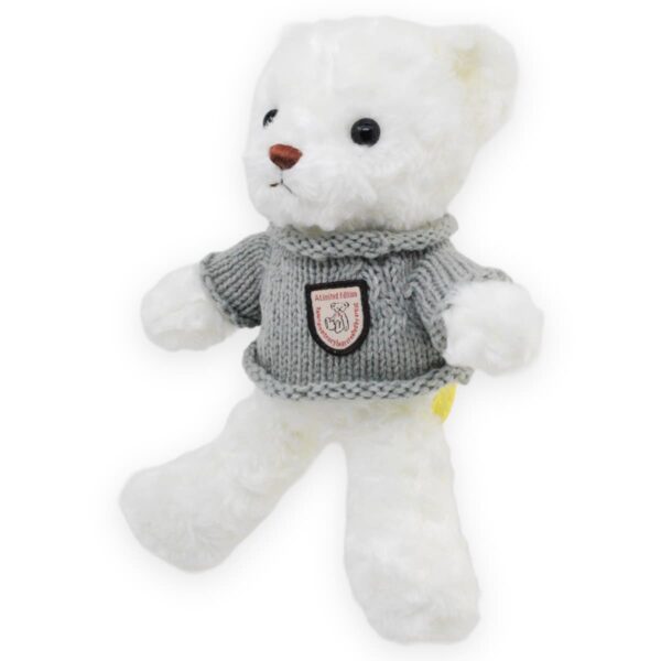 oso de peluche blanco sueter gris 3