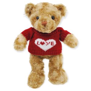 oso de peluche café sueter rojo