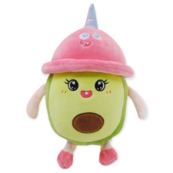 Peluche de aguacate con gorra rosa