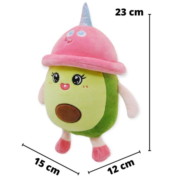 Peluche de aguacate con gorra rosa medidas