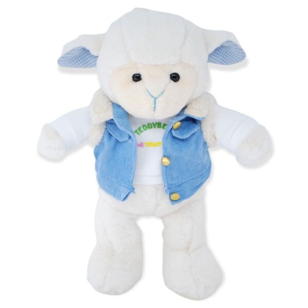 peluche de borrego con chaleco azul