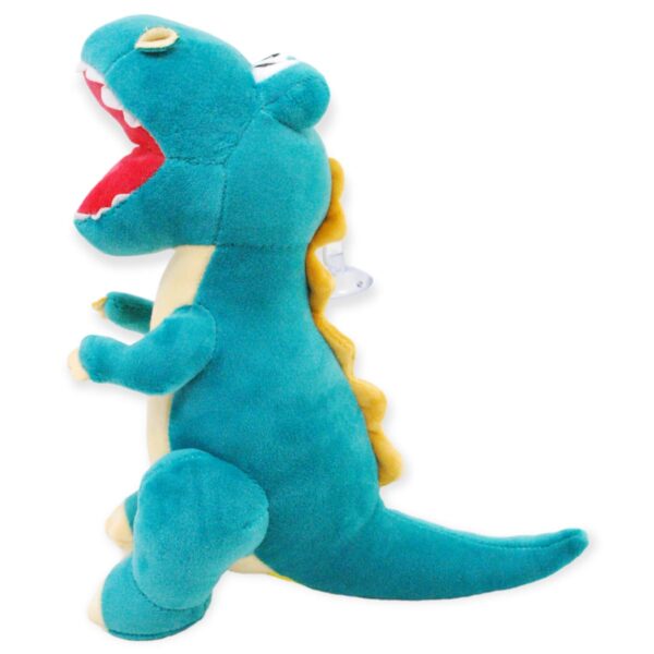 Dinosaurio de peluche azul de lado