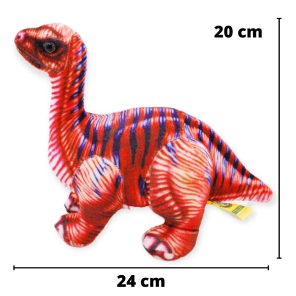 Peluche de dinosaurio rojo con rayas engras