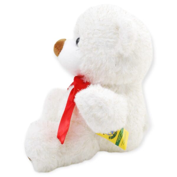 peluche de oso blanco moño rojo 3