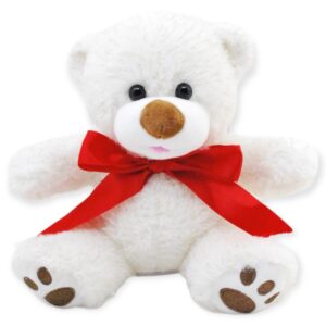 peluche de oso blanco moño rojo