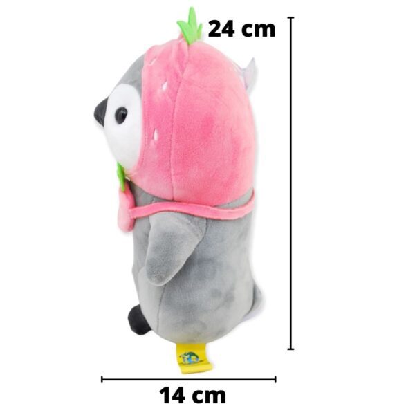 peluche de pinguino gris gorro rosa 2