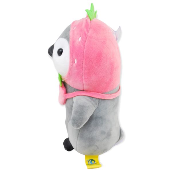 peluche de pinguino gris gorro rosa 3