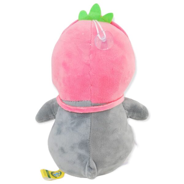 peluche de pinguino gris gorro rosa 4