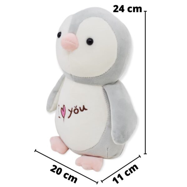 peluche de pinguino gris i love you 2