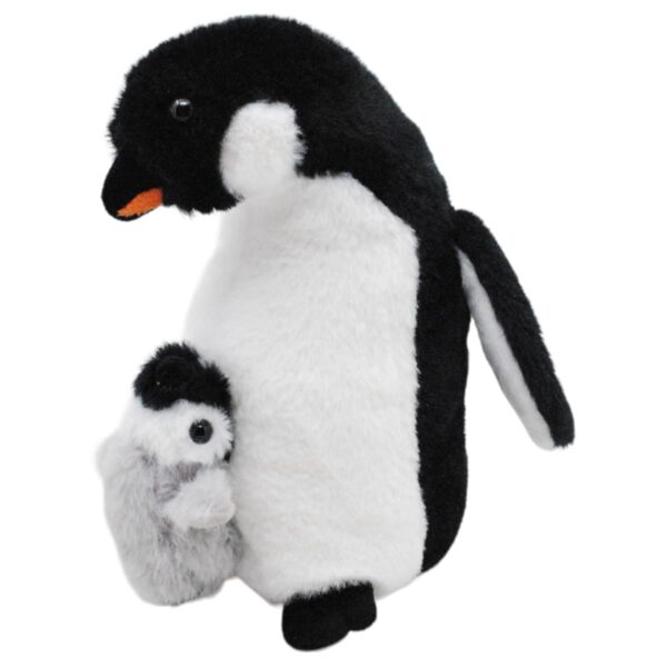 peluche de pinguino negro con bebe