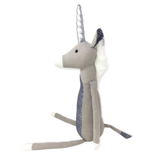 peluche de raton unicornio azul con gris 3