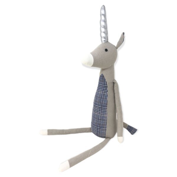 peluche de raton unicornio azul con gris