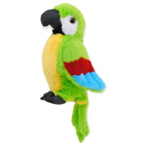 perico de peluche verde con sonido