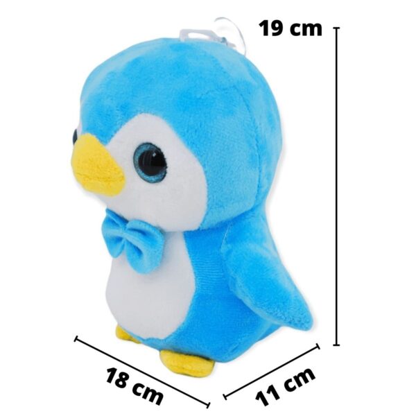 pinguino de peluche azul con moño 2