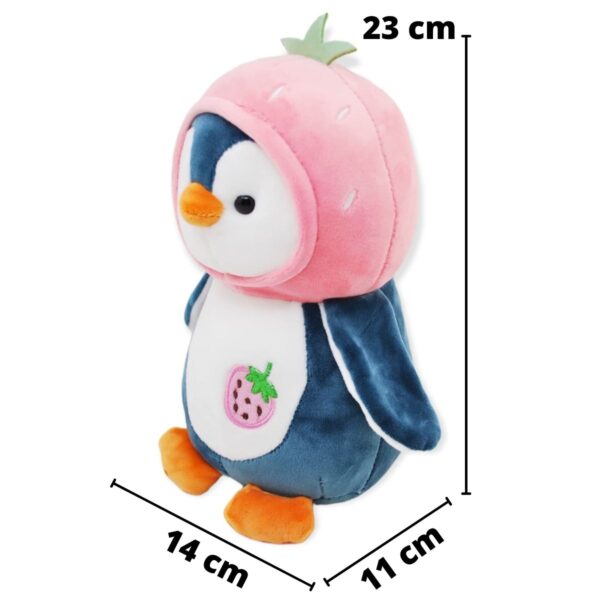 pinguino de peluche azul gorro rosa 2