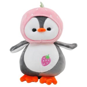 pinguino de peluche gorro rosa