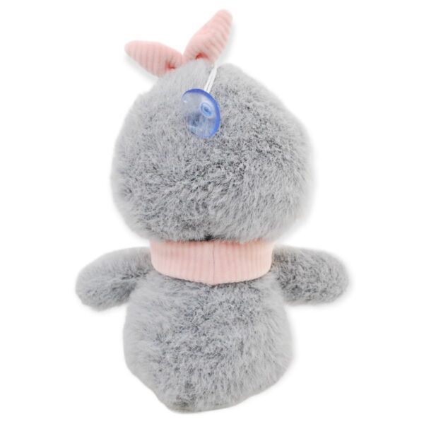 pinguino de peluche gris moño rosa 4