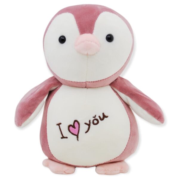 pinguino de peluche rosa i love you