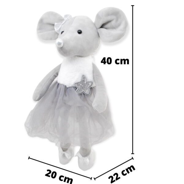 raton de peluche gris con vestido gris 2