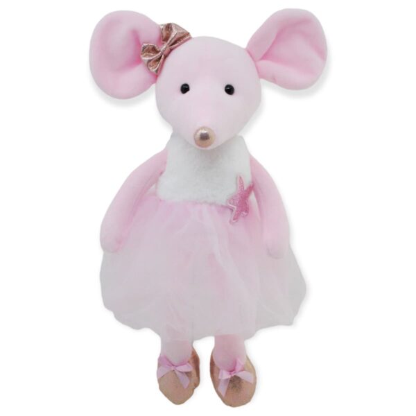 raton de peluche rosa con vestido rosa