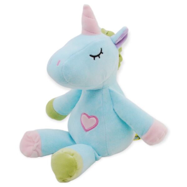 unicornio de peluche azul