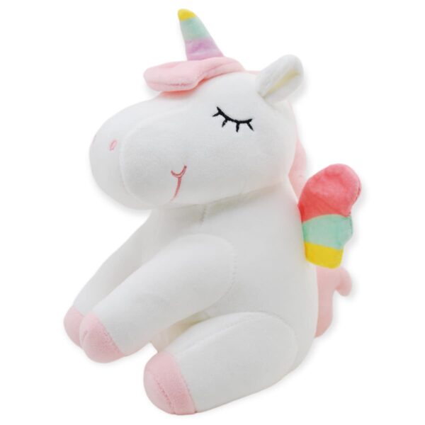 unicornio de peluche blanco alas coloridas