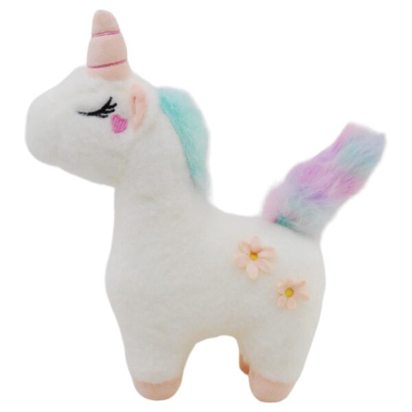 unicornio de peluche blanco con cuerno rosa 3