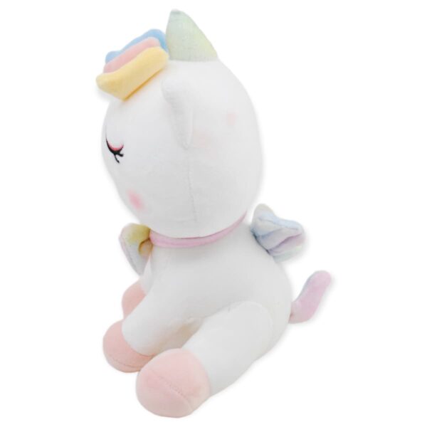 unicornio de peluche blanco con cuerno verde 3