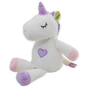 unicornio de peluche blanco con rosa