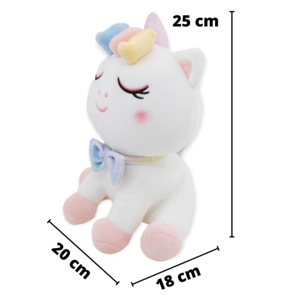 unicornio de peluche blanco sonriente con cuerno rosa 2