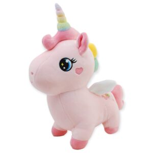 unicornio de peluche con cuerno colorido