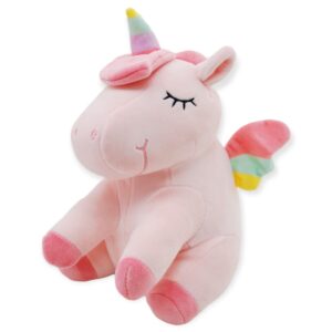 unicornio de peluche rosa alas coloridas