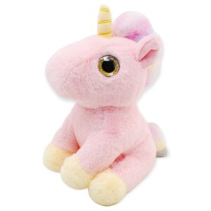 unicornio de peluche rosa beige