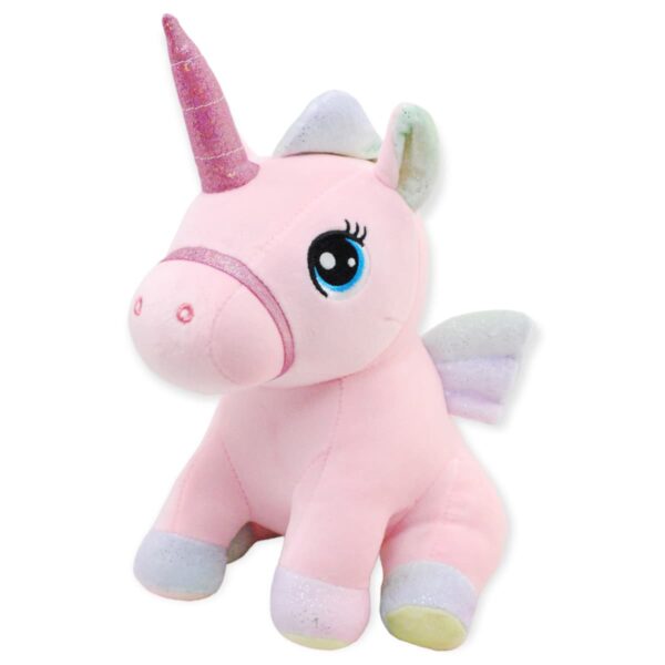 unicornio de peluche rosa colorido