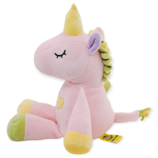 unicornio de peluche rosa con amarillo 3