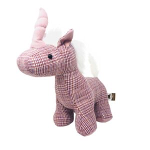 unicornio de peluche rosa con cuerno rosa