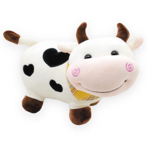 vaca de peluche blanca bufanda amarilla