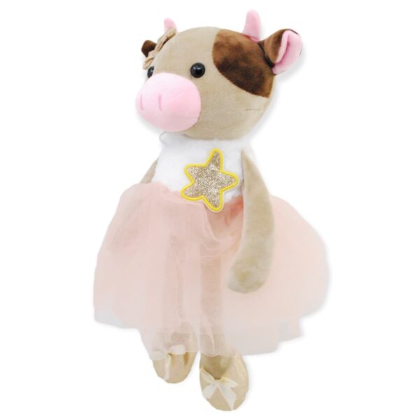 vaca de peluche café vestido rosa 2