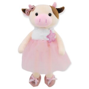 vaca de peluche vestido rosa