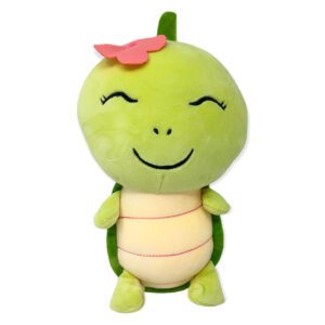 Tortuga de peluche verde con rosa